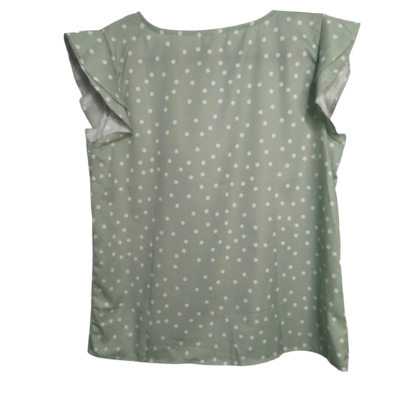 Women's Top | Cap Sleeve Blouse | Mint White Polka Dot | Plus Size XXL - Picture 2 of 6